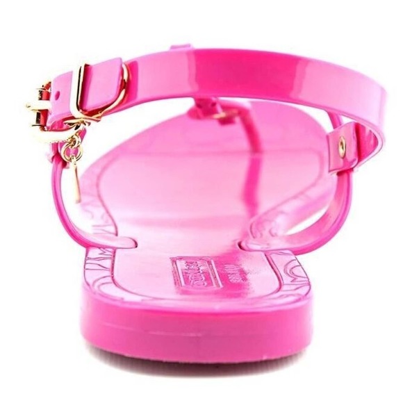 Coach PIER Jelly PVC Signature C-Logo Thong Sandal Slide Flat Hot Pink 6 New - Picture 5 of 5